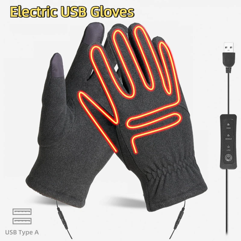 Electric USB Gloves Portable 5v Heater Heated Gloves Carbon Fiber Cloth USB Heated Gloves Pad For Working Outing Travel 1 Pair