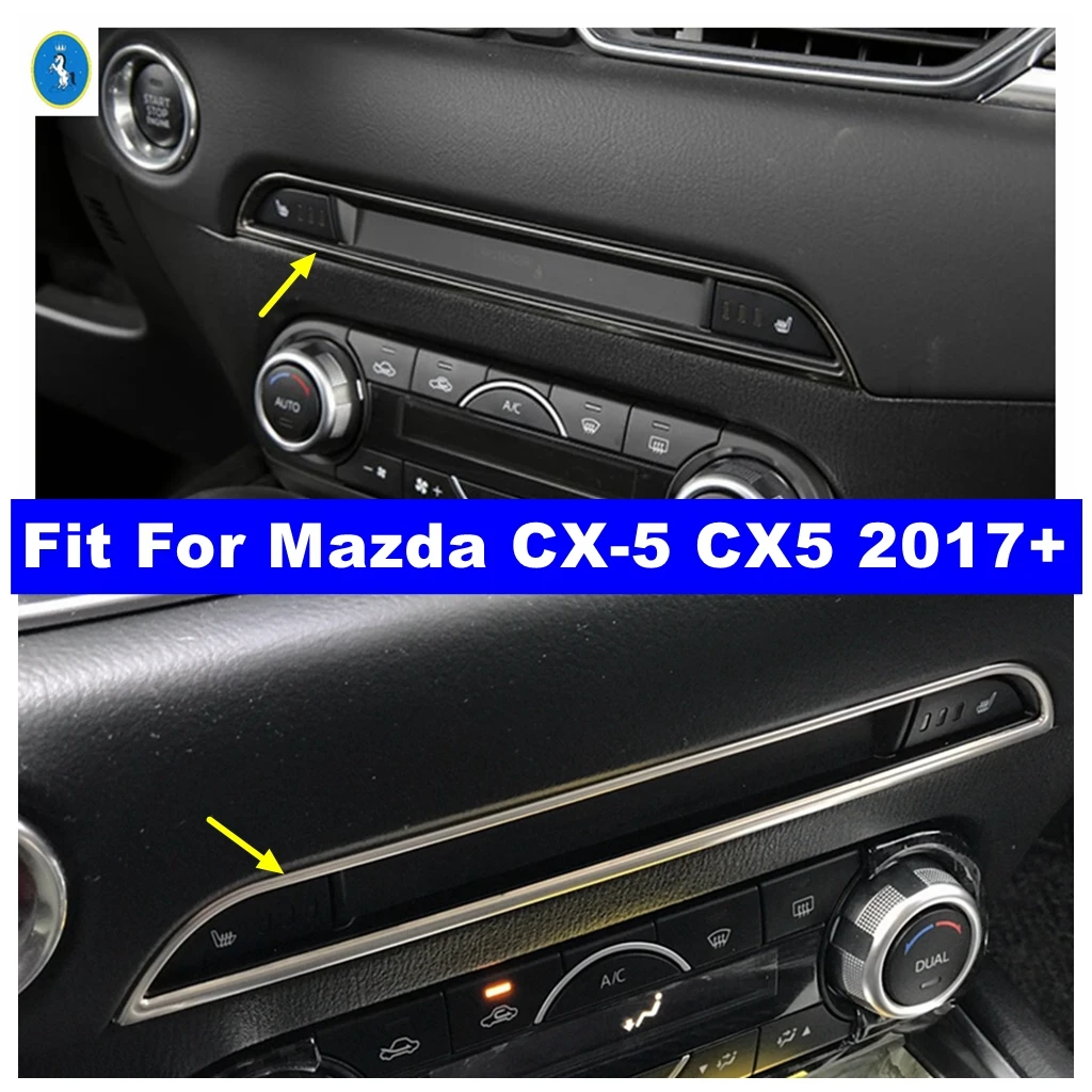 

Stainless Steel Console Air Conditioner CD Panel Decor Cover Trim For Mazda CX-5 CX5 2017 - 2024 Black / Silver Car Accessories