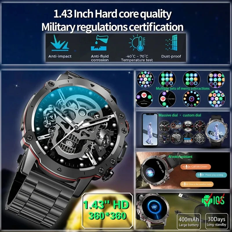 GEJIAN-Montre intelligente à écran HD AMOLED pour homme, montre intelligente d\'appel Bluetooth, horloge de sport à la mode, nouveau, 360, 2023