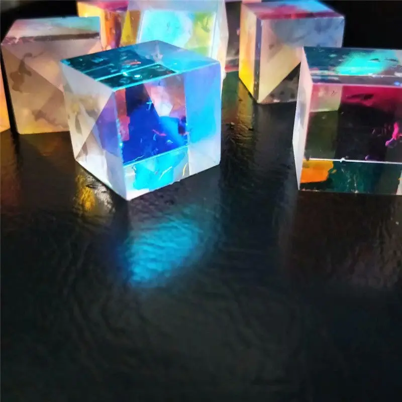 10 PCS Damaged Cross Dichroic X-Cube Prism RGB Combiner Splitter Optical Glass Square Prism Party Home Decoration DIY