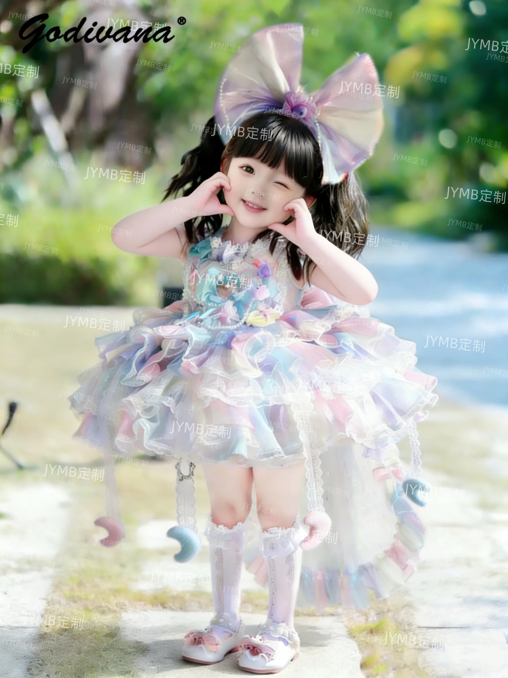 Original High End Luxury Heavy Lolita Mermaid Princess Lolita Dress Kids Flower Wedding Birthday Party Cos Performance Ball Gown