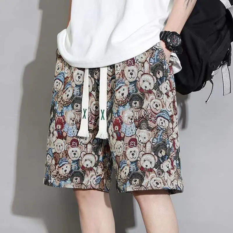 

Men's Lightweight Polyester Shorts Summer Casual All Over Print Loose Fit Beach Sports Trendy Mid Thigh Length