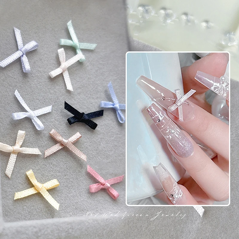 10pcs 3D Lace Bow Ballet Shoes Nail Parts Nail Charm Ribbon Ornaments Bowknot DIY Nail Art Decoration Accessories Manicure Salon