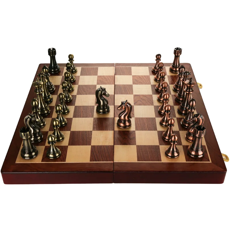 52CM Large Luxury Chess Set Professional Board Games Folding Checkerboard Metal Chess Pieces Family Table Games Ornaments Gifts