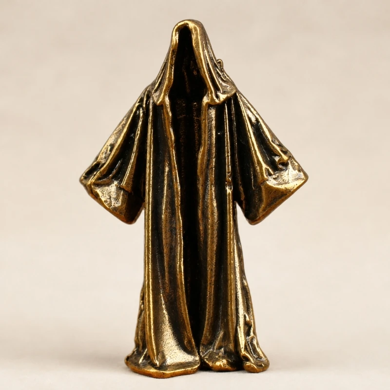 E28F Halloween Antique Brasses Desk Figurine Death Ghostly Decors Piece for Shelves Corner and Home Displays with Sculpting