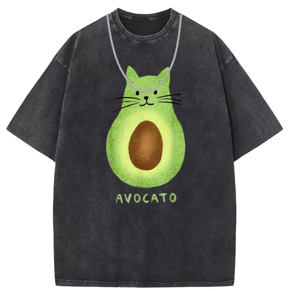 Avocato Funny Cute Cat Avocado Men Women T-shirts Long Sleeve Sweatshirts Man Vintage Cotton Fitness Tshirts Thanksgiving Day