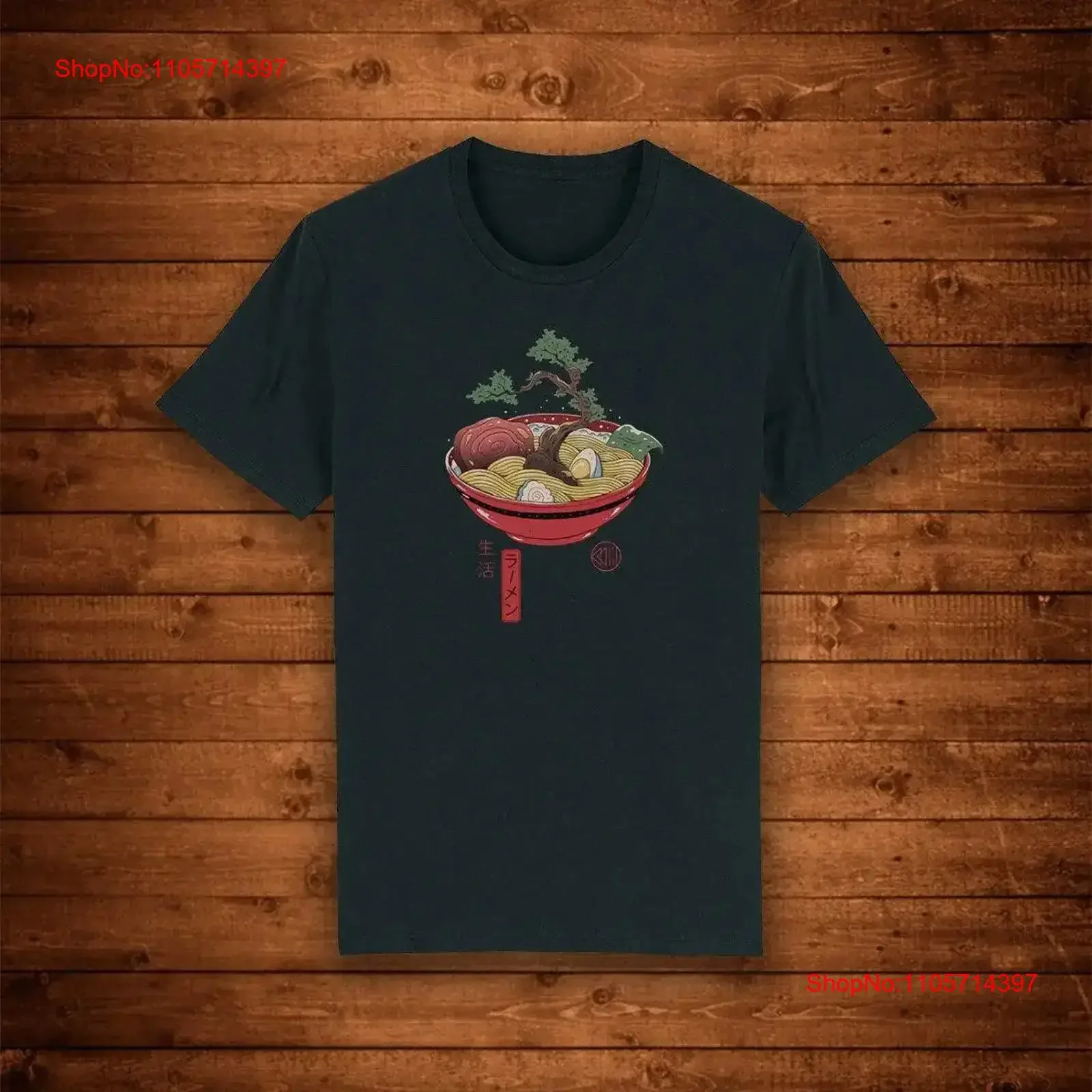Camiseta con diseño único de Bonsái, Ramen, Arte Japonés y Sopa Miso, estilo urbano, vintage, lavado, informal, con gráfico streetwear