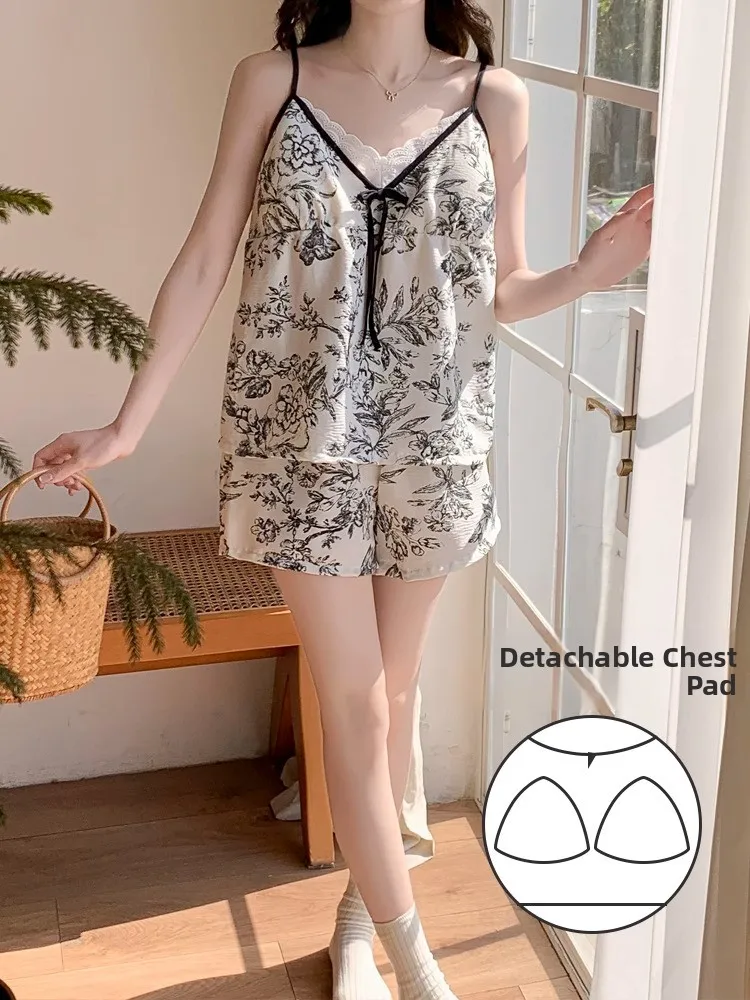 

Сексуальный хлопковый женский комплект пижамы с облаком, летняя домашняя одежда, брюки с v-образным вырезом, удобная ночная рубашка с цветочным узором