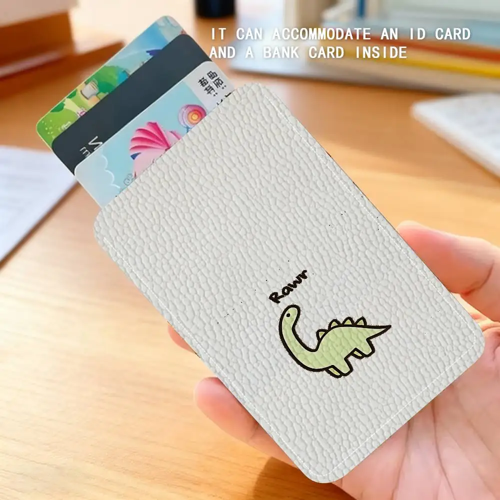 Cute Green Dinosaur Keyring Leather Access Card Holder Keychain Community Proximity Card Protective Case