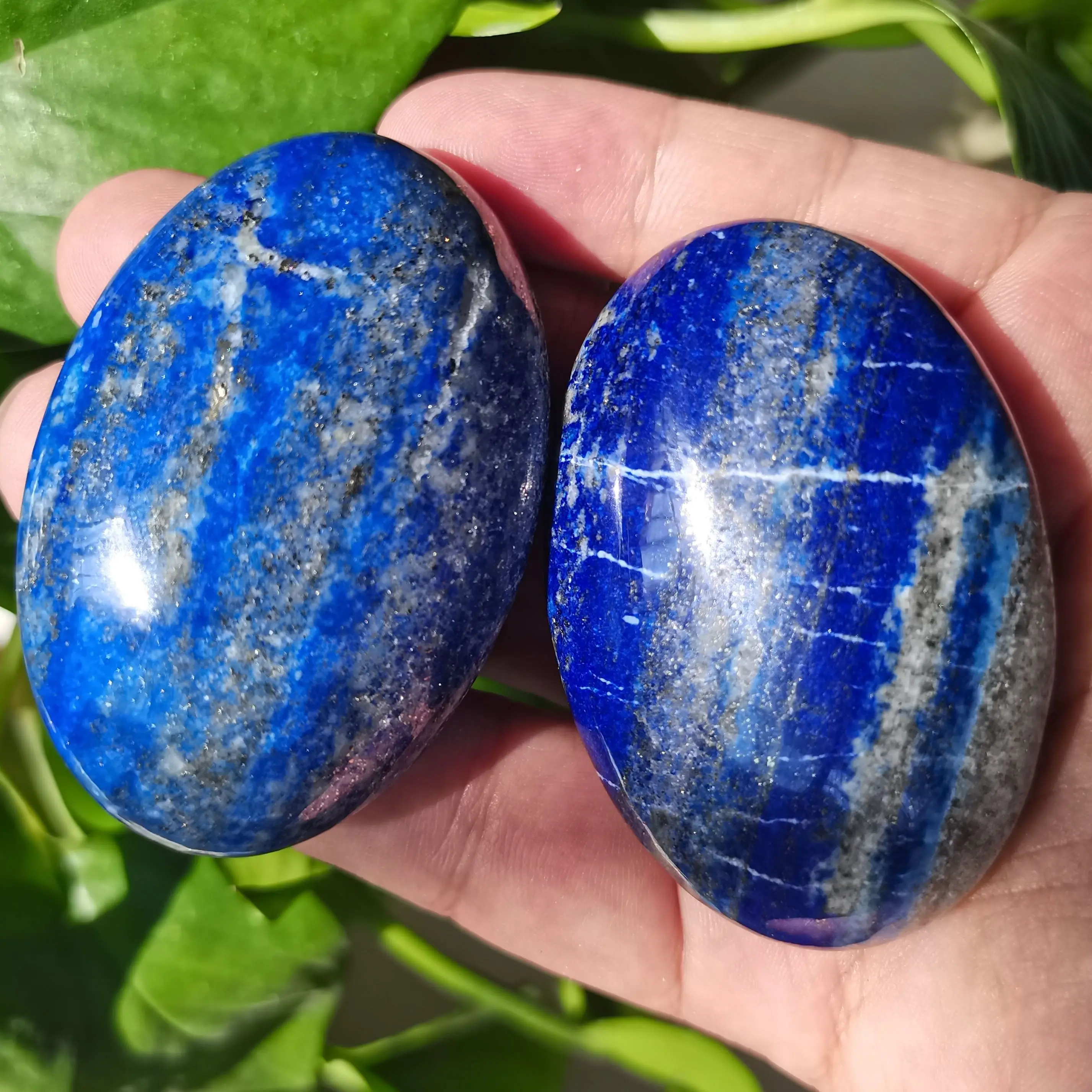 

3pcs Natural Lapis Lazuli Palm Rock Stone Crystal Healing Reiki Polished Paperweight