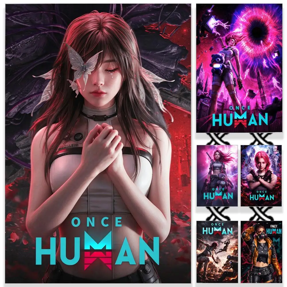 Game Survival Once Human Poster HD Waterproof PP Self-Adhesive Removable Wall Art Poster for Bedroom Cafe Gym Home Decor Gift