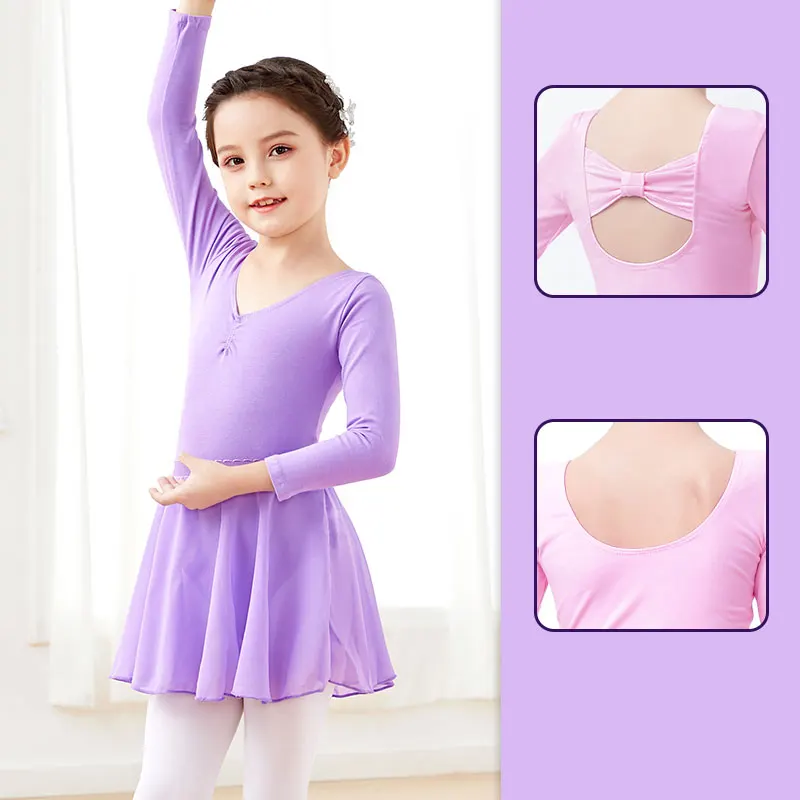 Conjunto de leotardo de Ballet con falda para niñas, leotardo de gimnasia, Body de Ballet, vestido de baile para niños, conjuntos de vestido de