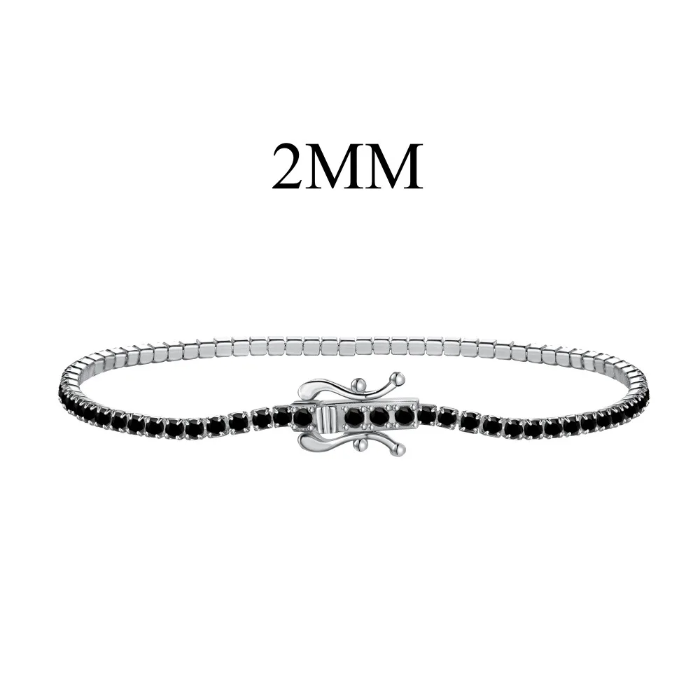 S925 Sterling Silver Bracelet Tennis Chain 2MM Single Row Zircon Inlaid Full Diamond Premium Feel Wholesale Stock