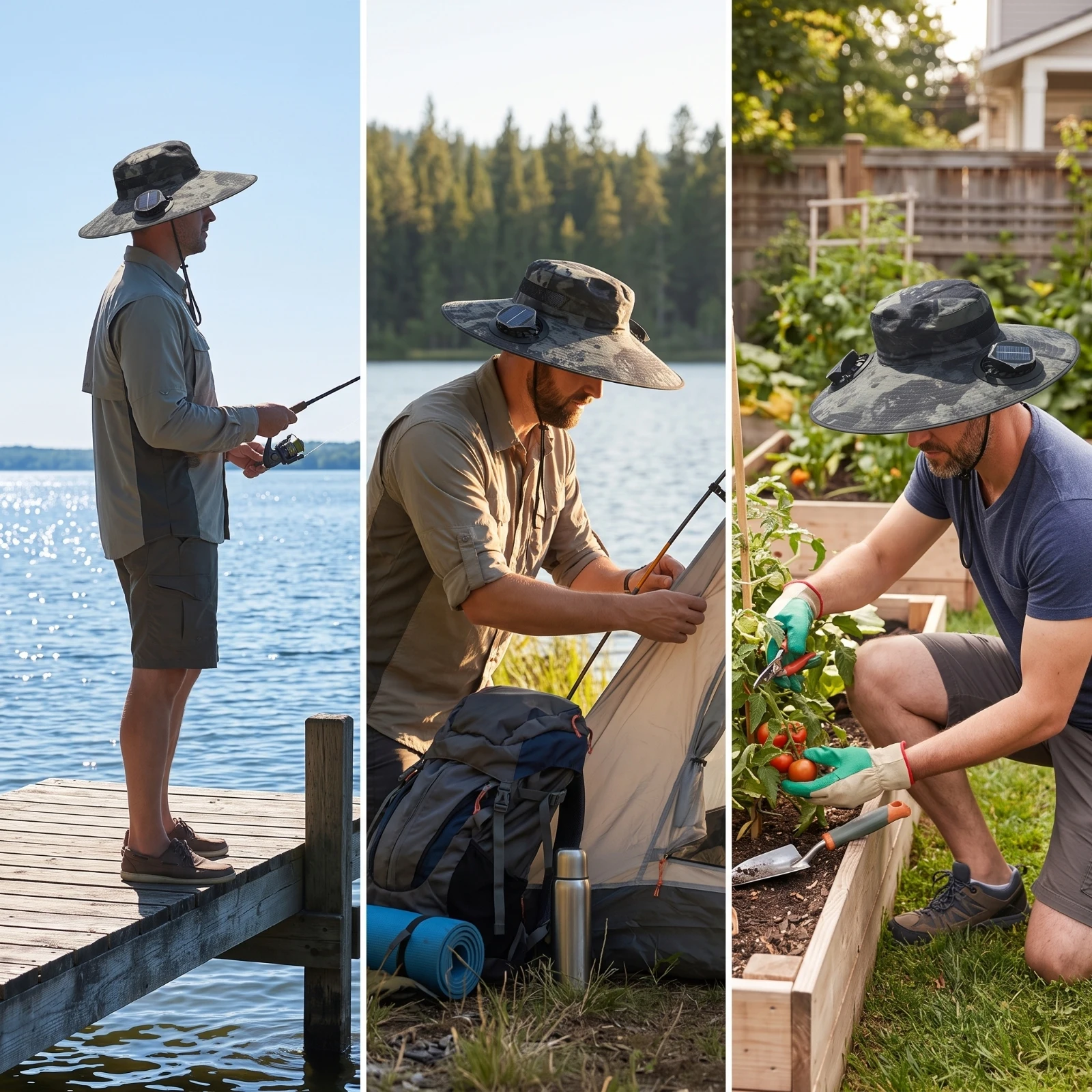 Wide Brim Hat with Fan Breathable Solar Fan Sun Hat Lightweight Comfortable for Anglers, Fishing, Hiking