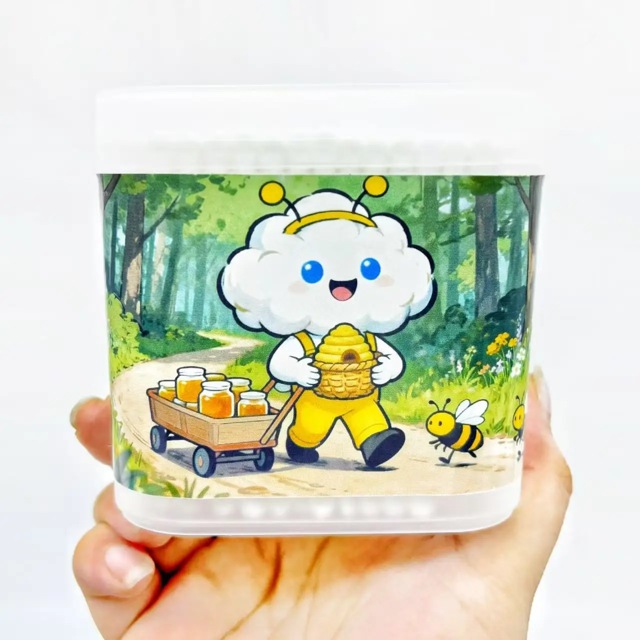 600 шт. двусторонние белые ватные палочки в виде пчелы, креативный элемент для сбора меда в виде пчелы, спиральная ложка, ватные палочки