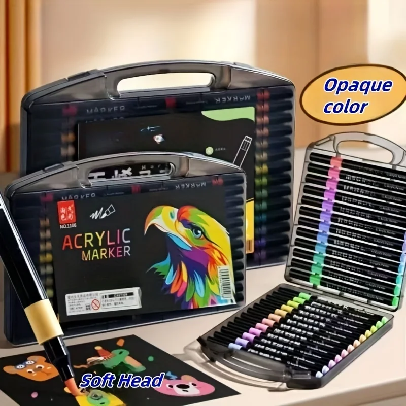

12-36 Colors Art Acrylic Markers Quick-Drying Waterproof For Painting Wood Stone DIY Student Gift Art Stationery School Supplies