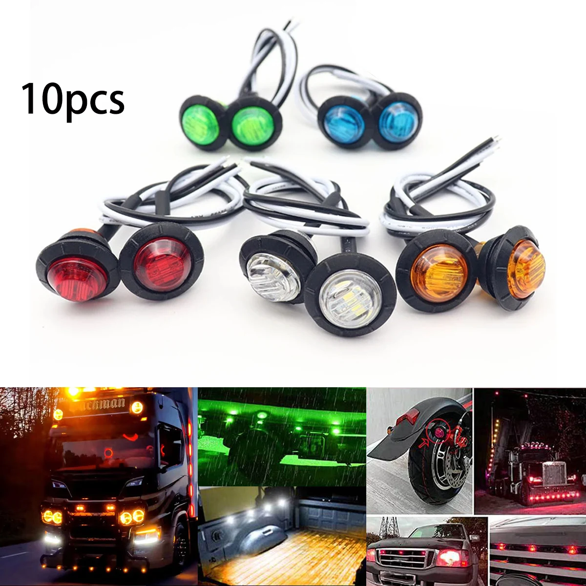 10X LED Side Marker Lights Front Rear Clearence Lamp Indicators for Trailer Lorry Van Caravan Truck External Warning Taillight