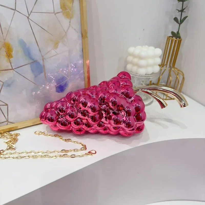 

Grape Shaped Women's Handbag Fashion Chain Shoulder Bag Wedding Bride Clutch Purse Lady Acrylic Banquet Novel Design