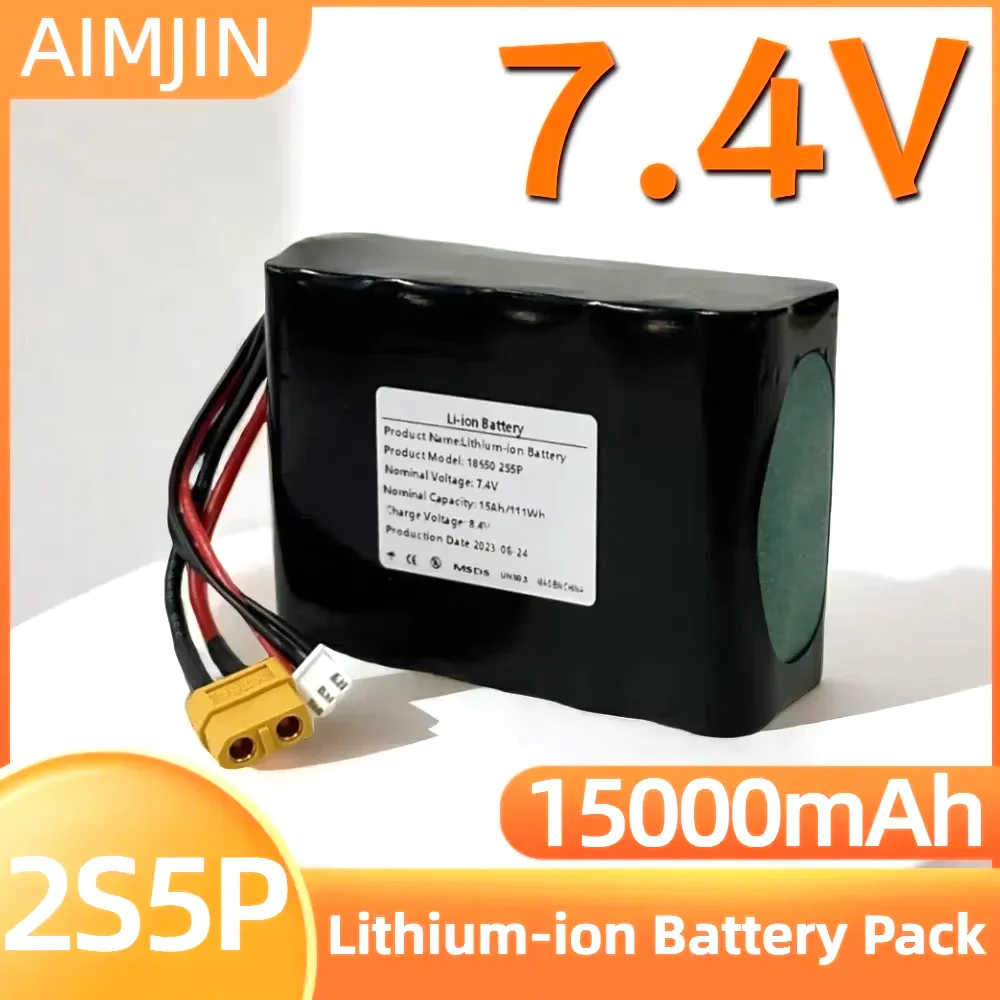 

UAV Battery 7.4V 15Ah 18650 2S5P Rechargeable Li-ion Battery Pack For Various RC Airplane Quadrotor XH2.54-3P XT60