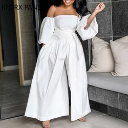 Women Soild Plain Short Sleeve Off  Shoulder Casual Loose Jumpsuit