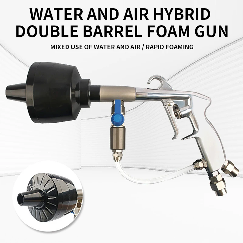 

Water and Air Mixing Double Barrel Foam Gun Pneumatic Cleaning Gun Car Washing Foam Gun Tool High Pressure Foam Cleaning Gun