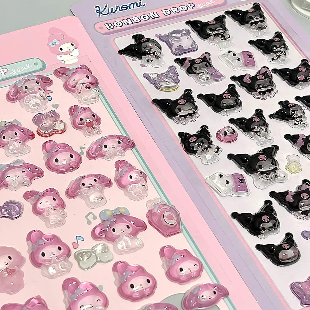 1/7pcs Kawaii Sanrio 3D Bubble Kuromi My Melody Stickers Aesthetic Decals DIY Laptop Phone Case Diary Decoration Puffy Sticker