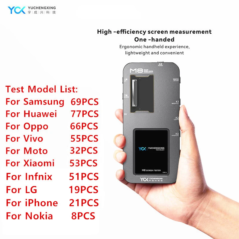 YCX M8 LCD Testing Programmer For iPhone Samsung  MOTO OPPO VIVO XIAOMI Series CheckTrue Tone OLED Screen and 3D Touch Testing