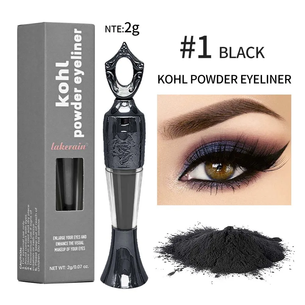 Retro Black Dark Green Kohl Powder Eyeliner Waterproof Long Lasting Natural Smooth Kohl Eyeshadow No Smudge Makeup Product