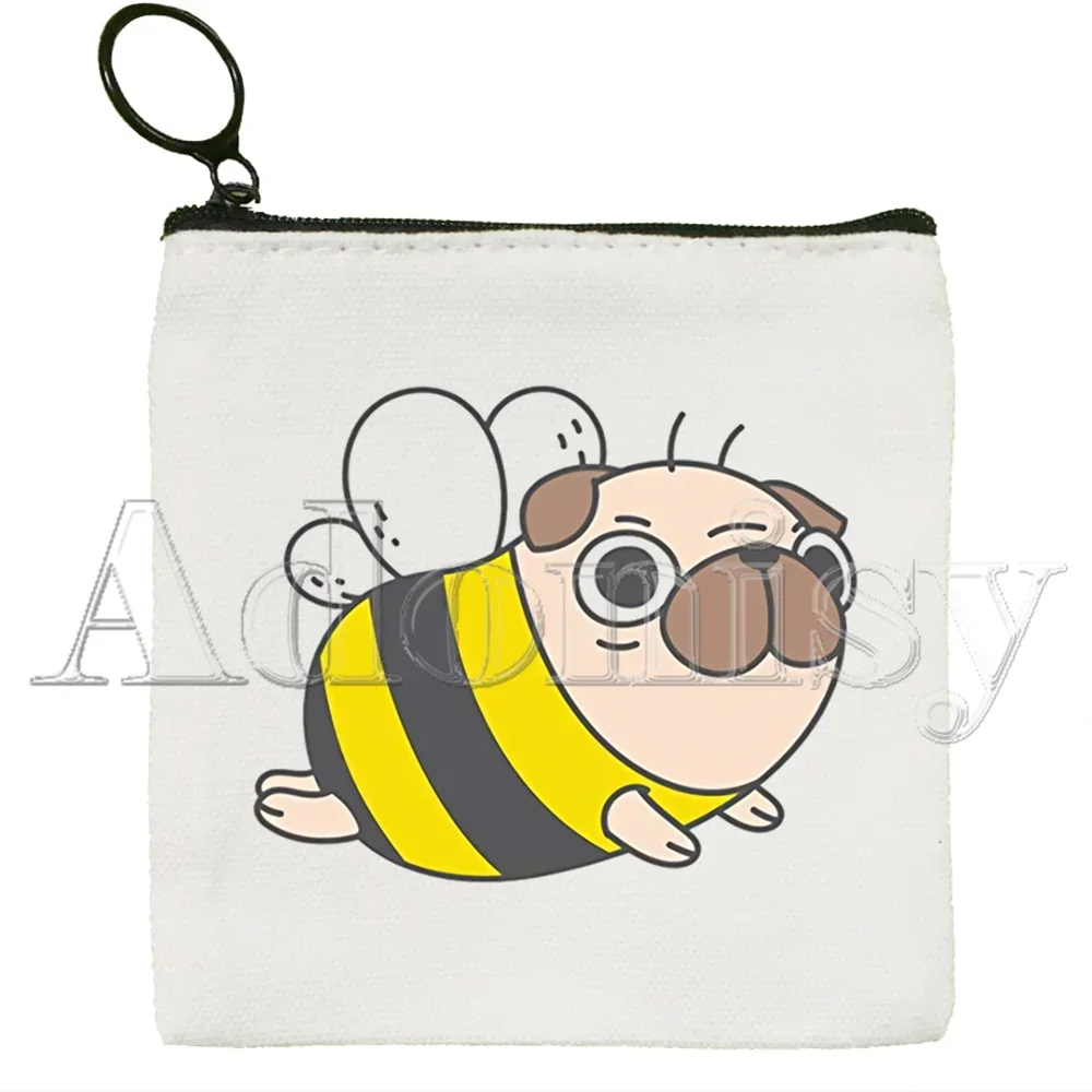 Monedero de lona con estampado de dibujos animados para perro y mascota, monedero pequeño con cremallera para llaves, regalo de mano