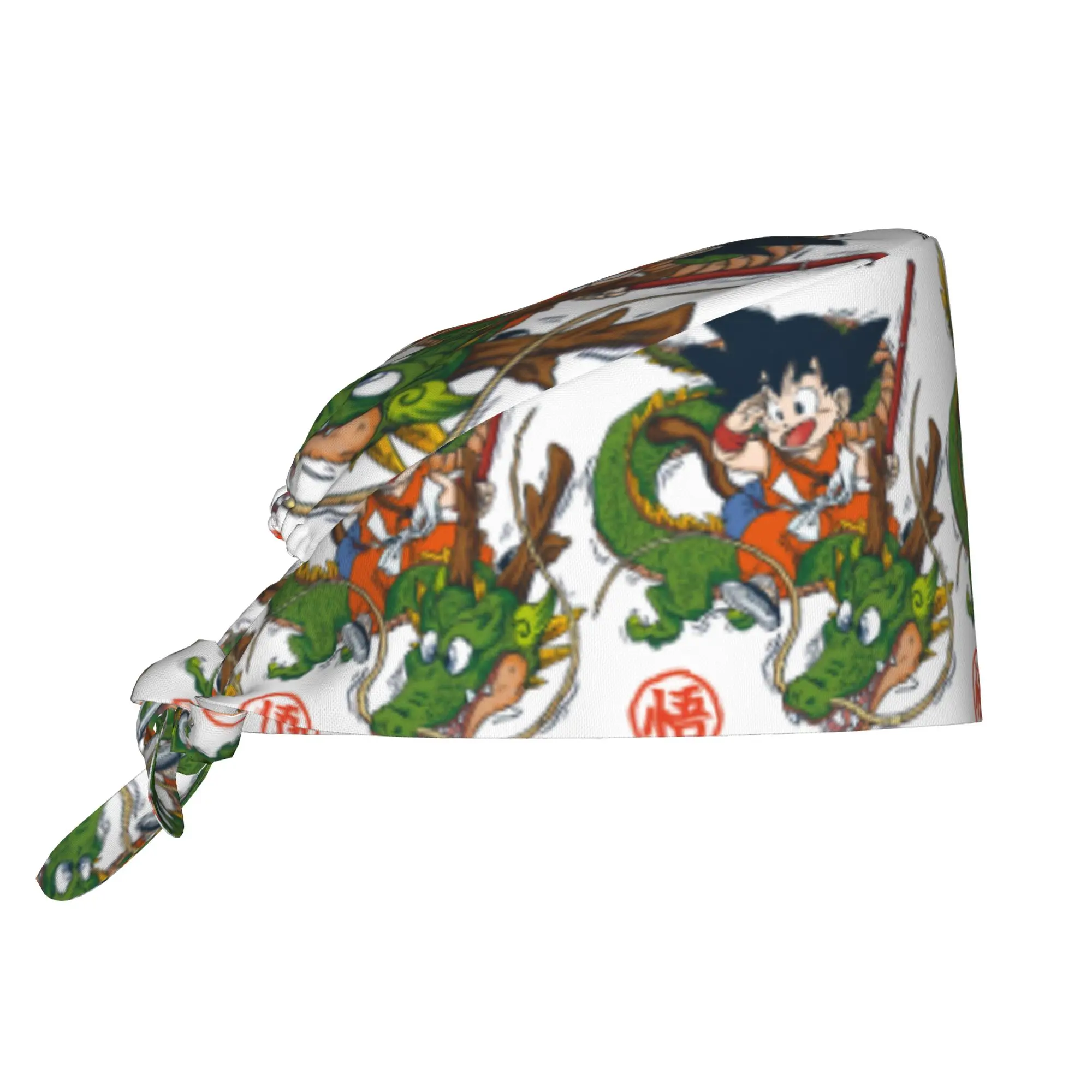 Gorro Quirúrgico D-Dragon B-Ball Z Gokus para Mujer, Gorro de Enfermería con Diseño de Anime Clásico de Manga, Gorro para Quirófano, Gorro de Trabajo de Laboratorio