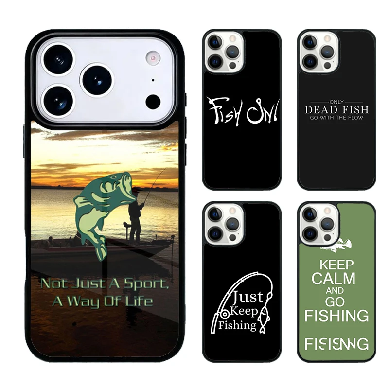 Capa de Celular com Citações de Pesca para iPhone 17 Pro Max Air 16e 15 Plus 14 13 12 11 Pro Max Capa Traseira Coque Funda