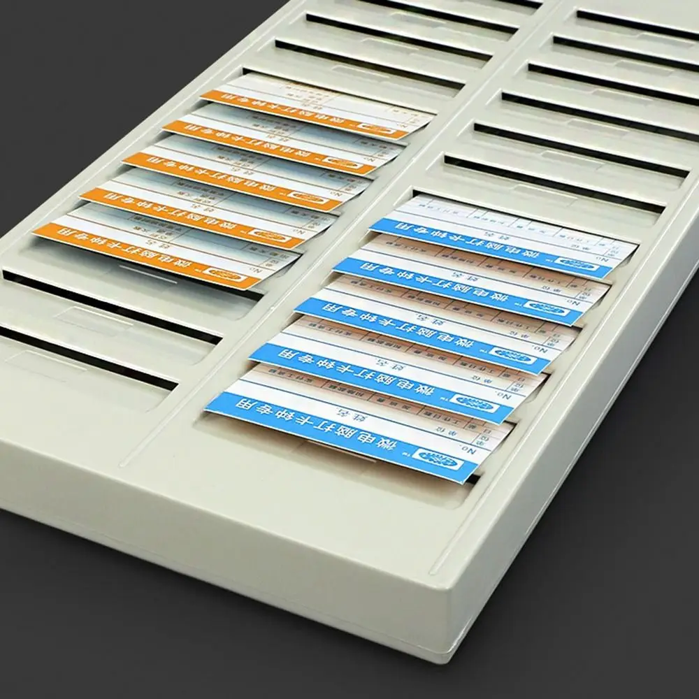 24 Slots Time Card Rack Wall Mounted Plastic Time Card Organizer Holder Double Row Hanging Hole Time Payroll Recorder Warehouse