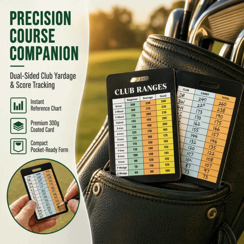 10 PCS 300g Coated Paper Golf Club Range Chart Color Printed Back Side Writable Golf Score Keeping Card DualSided Printed