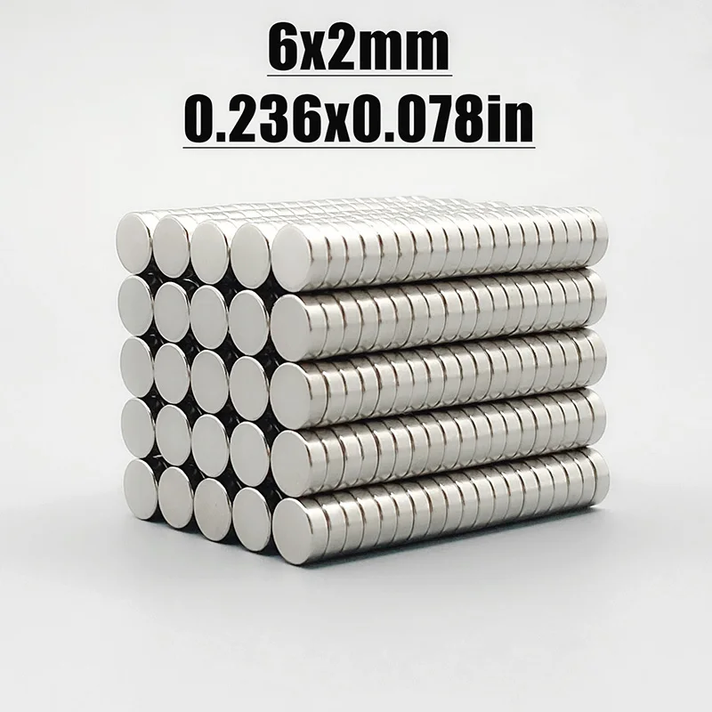 20/50/100/200Pcs 6x2 Neodymium Magnet 6mm x 2mm N35 NdFeB Round Super Powerful Strong Permanent Magnetic imanes Disc 6x2