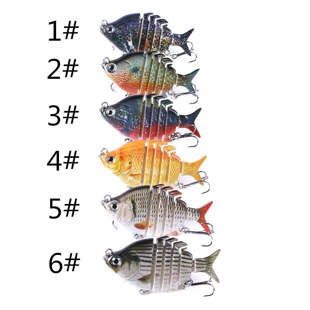 6 Segmented Multi Jointed Sunfish Swimbait Hard Fishing Lure Realistic 3D Eyes Artificial Bait With Treble Hooks Sinking Lure