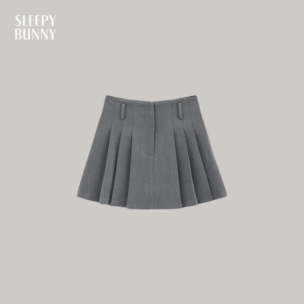 

High Waist Pleated Mini Skirt Women Gray A-Line Short Skirt Petite Girls Korean Preppy Style Summer Skirt 2025 School Outfits