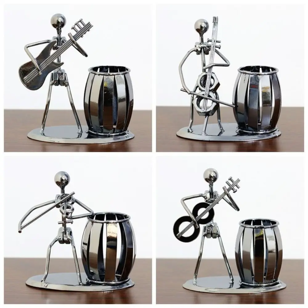 

Tabletop Decoration Guitar Rocker Pen Holder Metal Pencil Cup Desktop Pen Holder Crafts Desk Organizer Band Pen Organizer