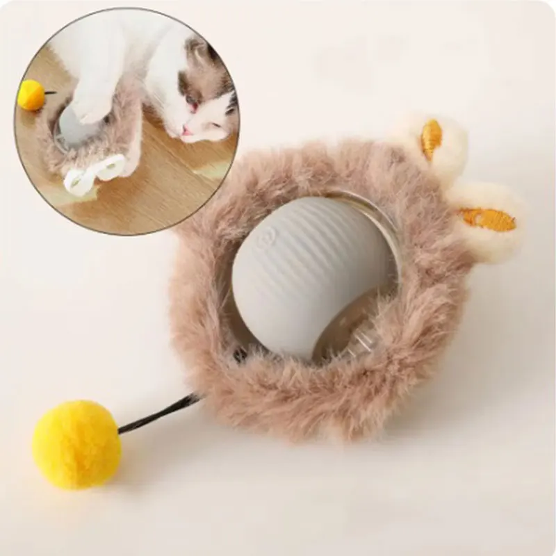 

Cat Dog Interactive Ball Toys Automatic Rolling Ball Faux Tail Rechargeable Smart Pet Electric Toy Dog Training Imitate Mous