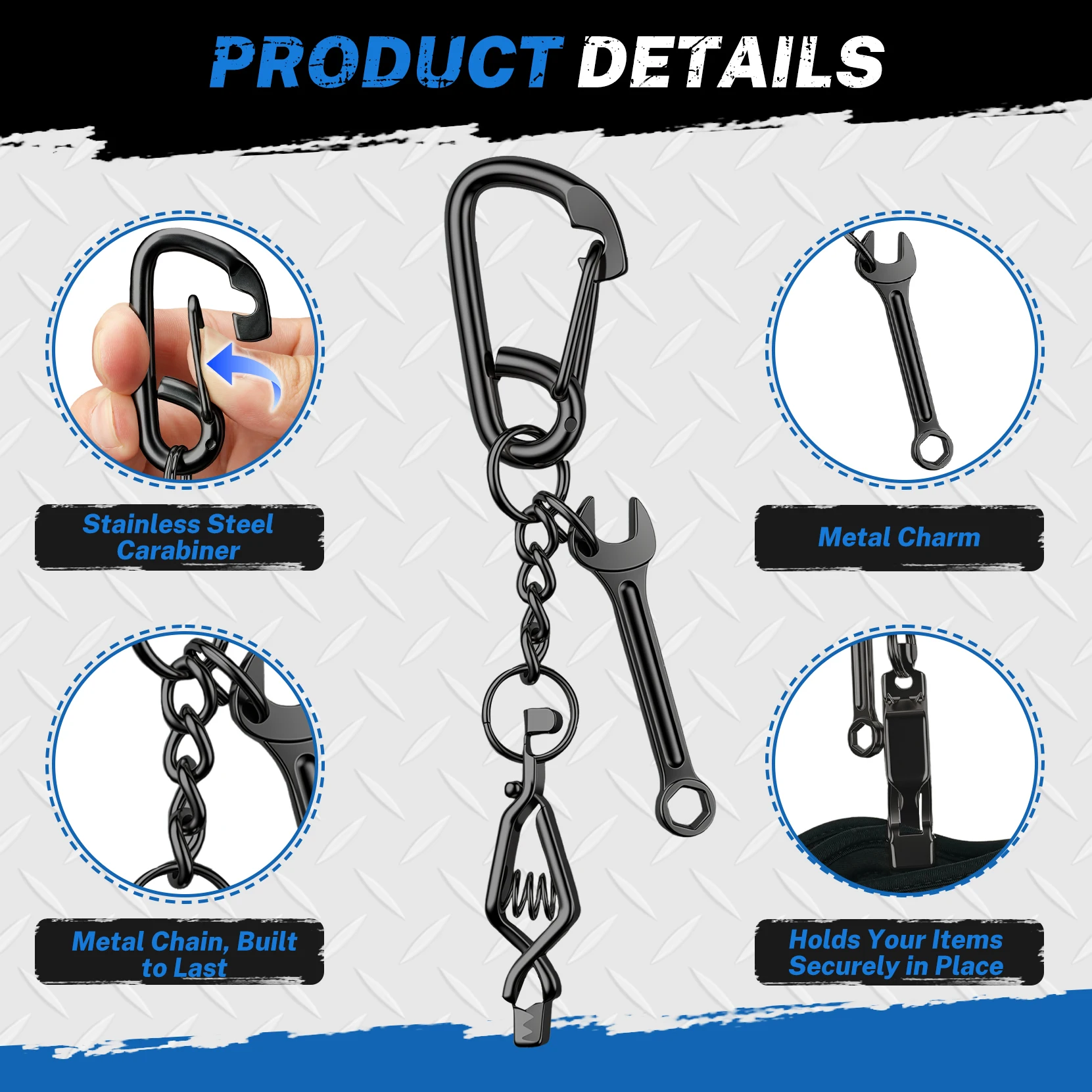Metal Single Head Glove Clip Stainless Steel Carabiner Portable Work Safety Glove Holder for Construction Carpenter Electrician