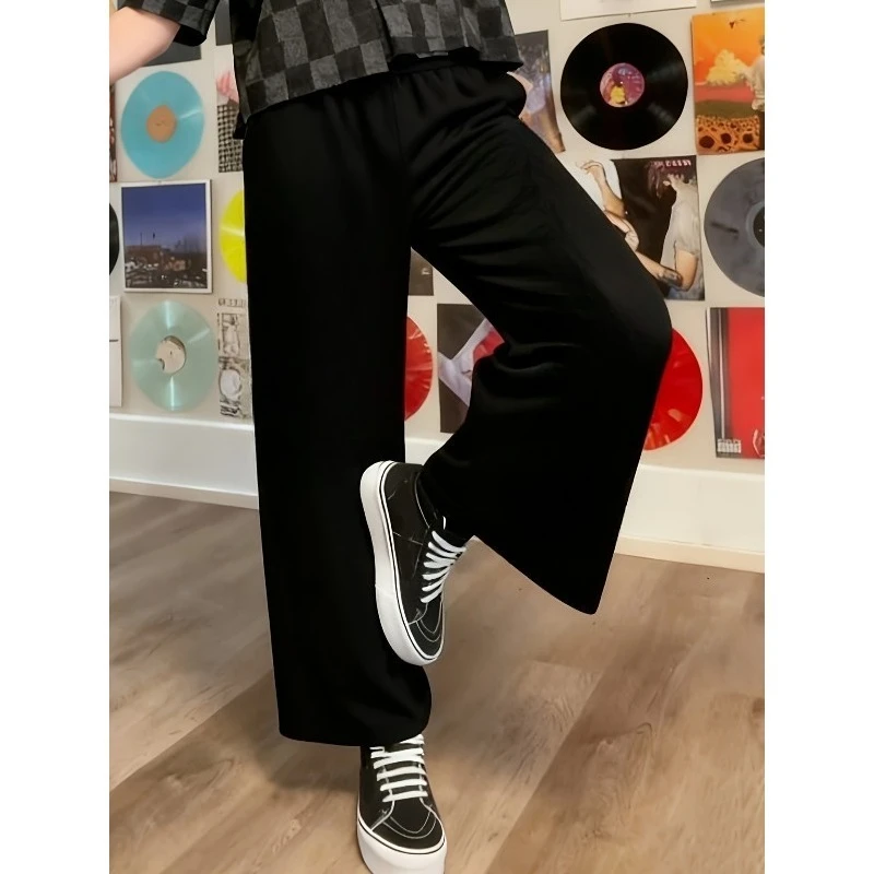 

Мужские универсальные однотонные свободные повседневные спортивные длинные брюки на шнурке, подходящие для отдыха на свежем воздухе и дома весной и осенью