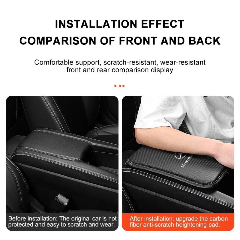 Car Armrest Cushion With Storage Pocket-Anti-Slip Scratch-Resistant Elbow Support Pad For Mercedes Benz A B R G Class W204 W251