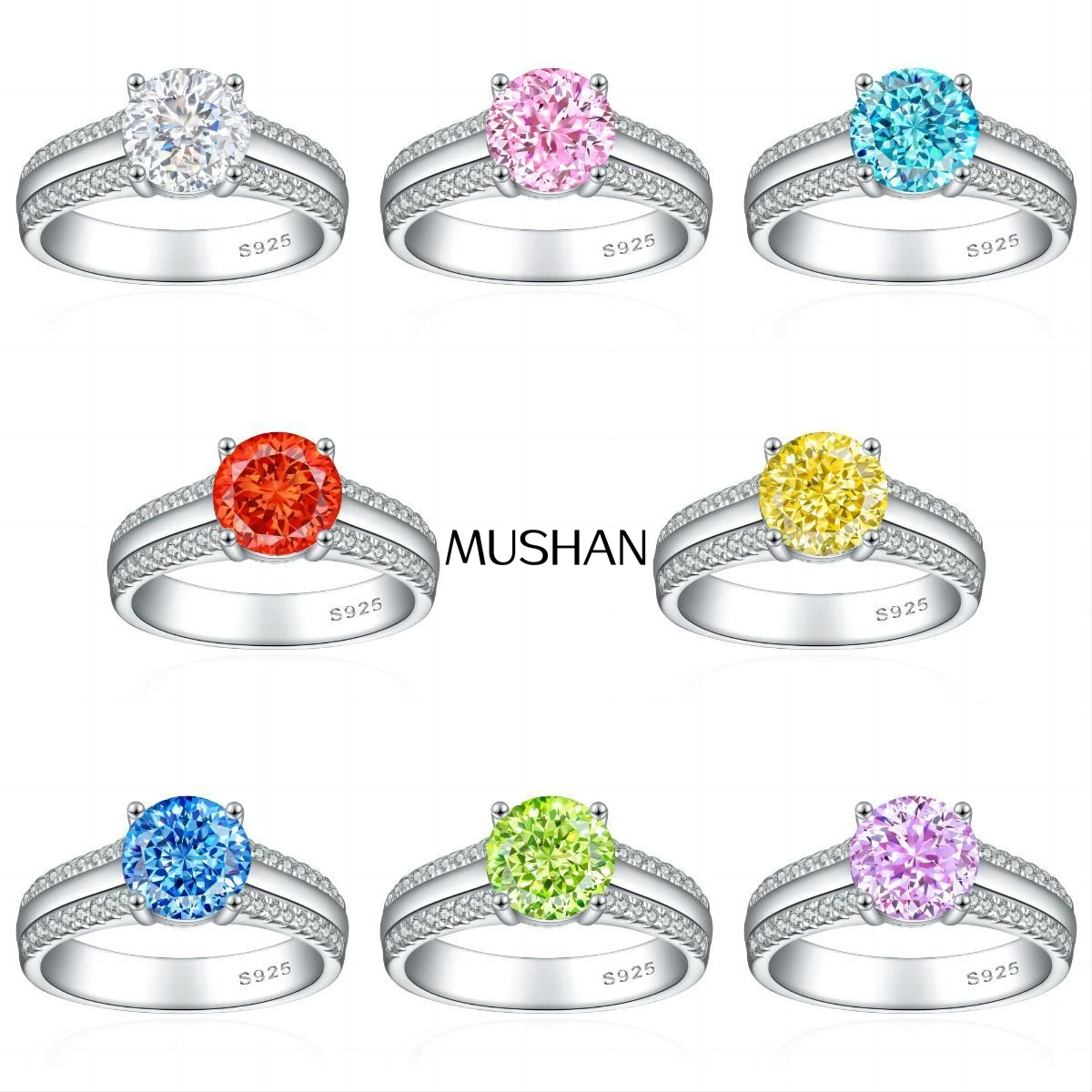 

MuShan Jewelry 925 Sterling Silver Ring Wedding Band High Carbon Diamond Party Cocktail Her Gift Women Rings Fine Jewelry
