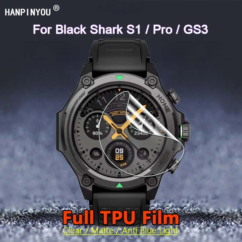 

2Pcs For Black Shark Watch S1 Pro GS3 Classic Clear / Matte / Anti Blue Light Soft TPU Hydrogel Film Screen Protector -Not Glass
