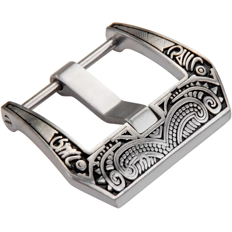 مشبك من الفولاذ المقاوم للصدأ مع نمط منحوت لساعة بانيراي المتينة بحزام من الجلد الطبيعي 20 22 24 ملم