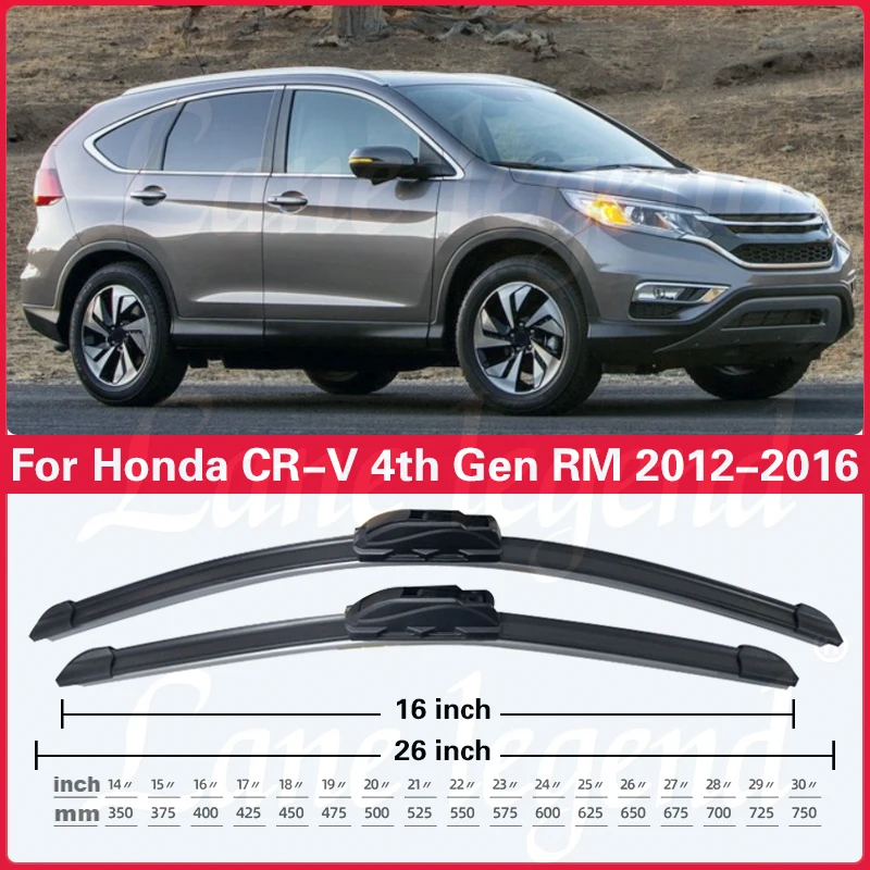 Lâminas traseiras dianteiras do limpador ajustadas para Honda CR-V, CR V, CRV, 4ª geração, RM, 2012-2016, pára-brisa, pára-brisas, janela limpa, 26