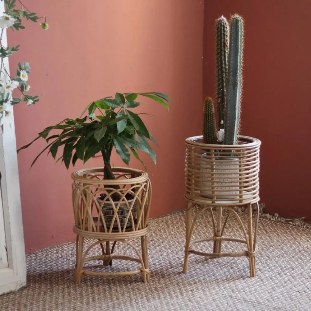 

Высококачественная плетеная цветочная корзина Ins, подставка для растений, полка для цветочного горшка с ножками, украшения для дома и сада