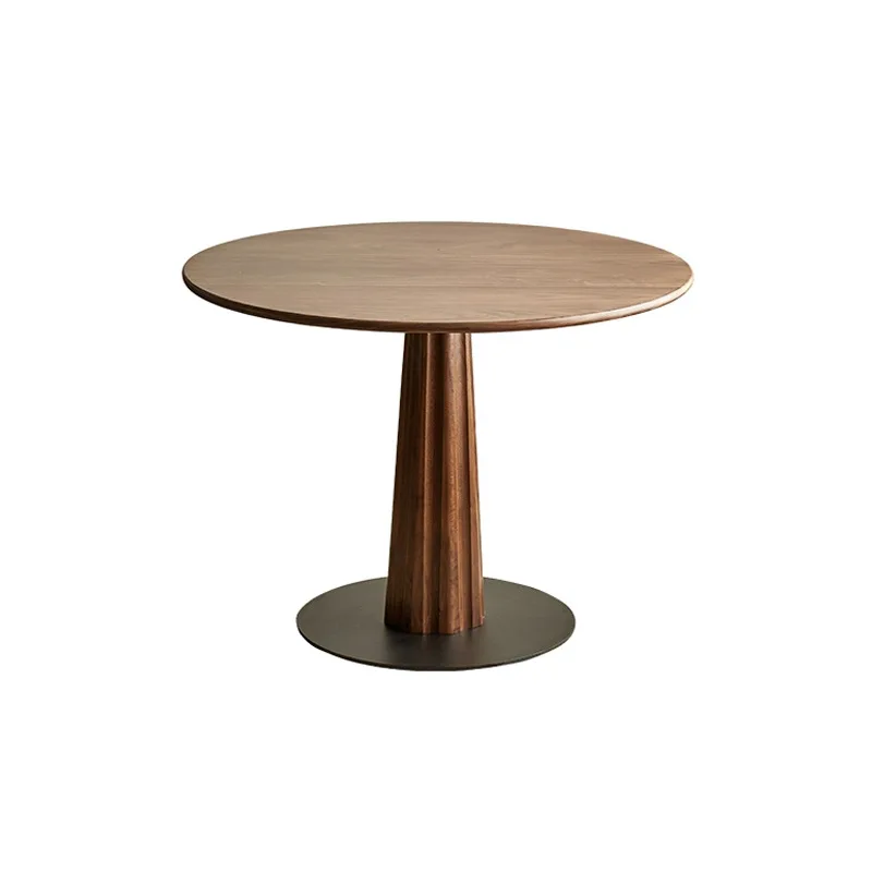 

Solid wood round dining table, black walnut dining room, log simple eating table, small apartment household round table