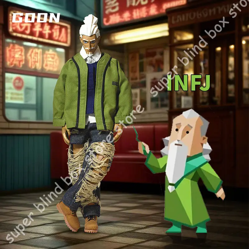 Goon 1/6 INFJ Green Man Articulated Action Figure American Street Casual Overalls Vest Set With Fishing Rod For Collectors Gift