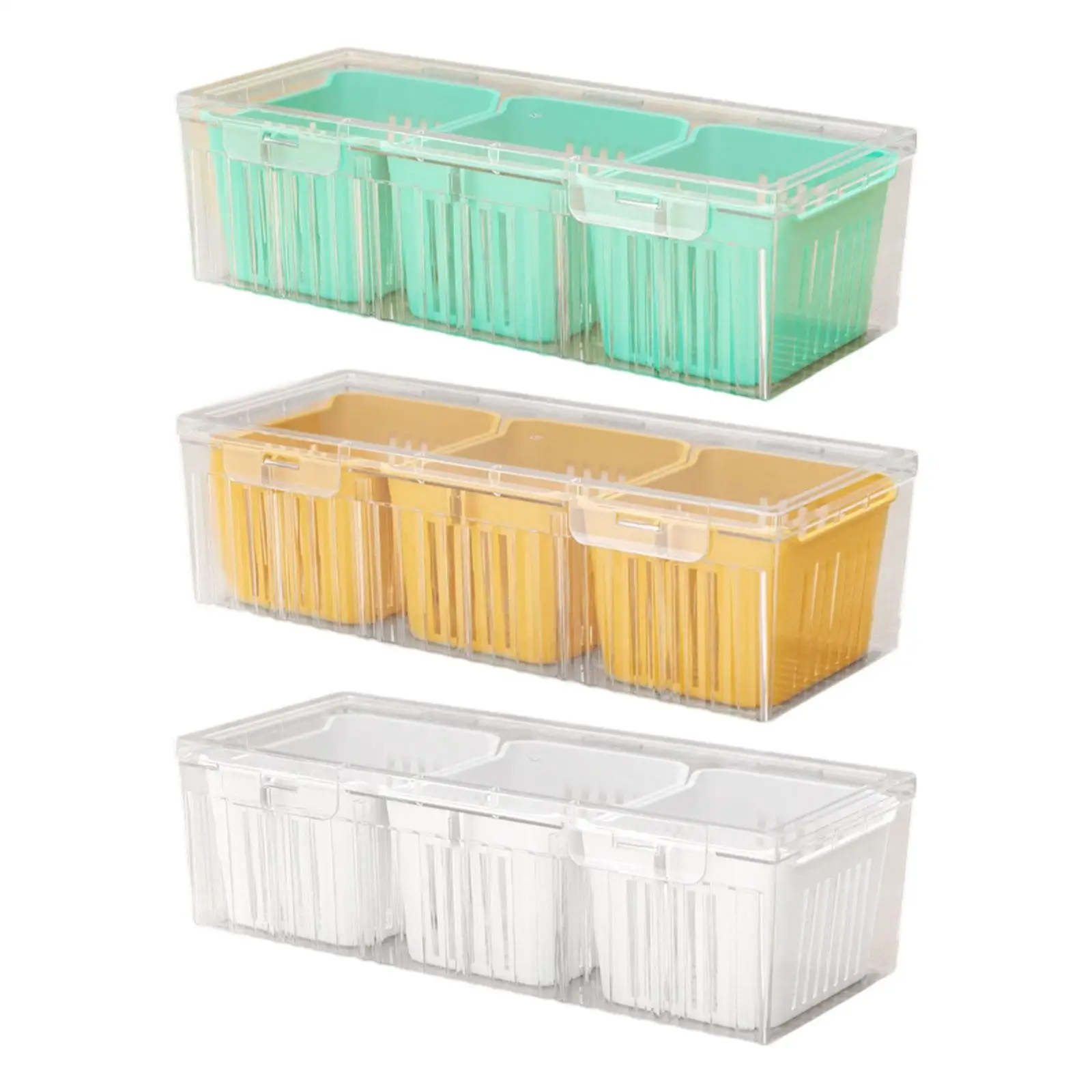 Divided Serving Tray Food Storage Container 3 Compartments Serving Platter Fridge Organizer for Meal Prep Desserts Biscuits