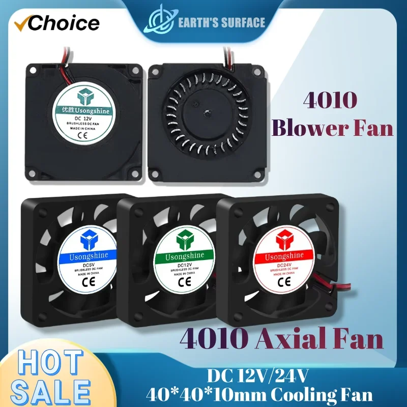 

DC 5V/12V/24V 4010 Cooling Fan Computer CPU Cooler 40*40*10mm Turbo Exhaust Fan Wire length 30cm For Ender 3 CR10 3D Printer